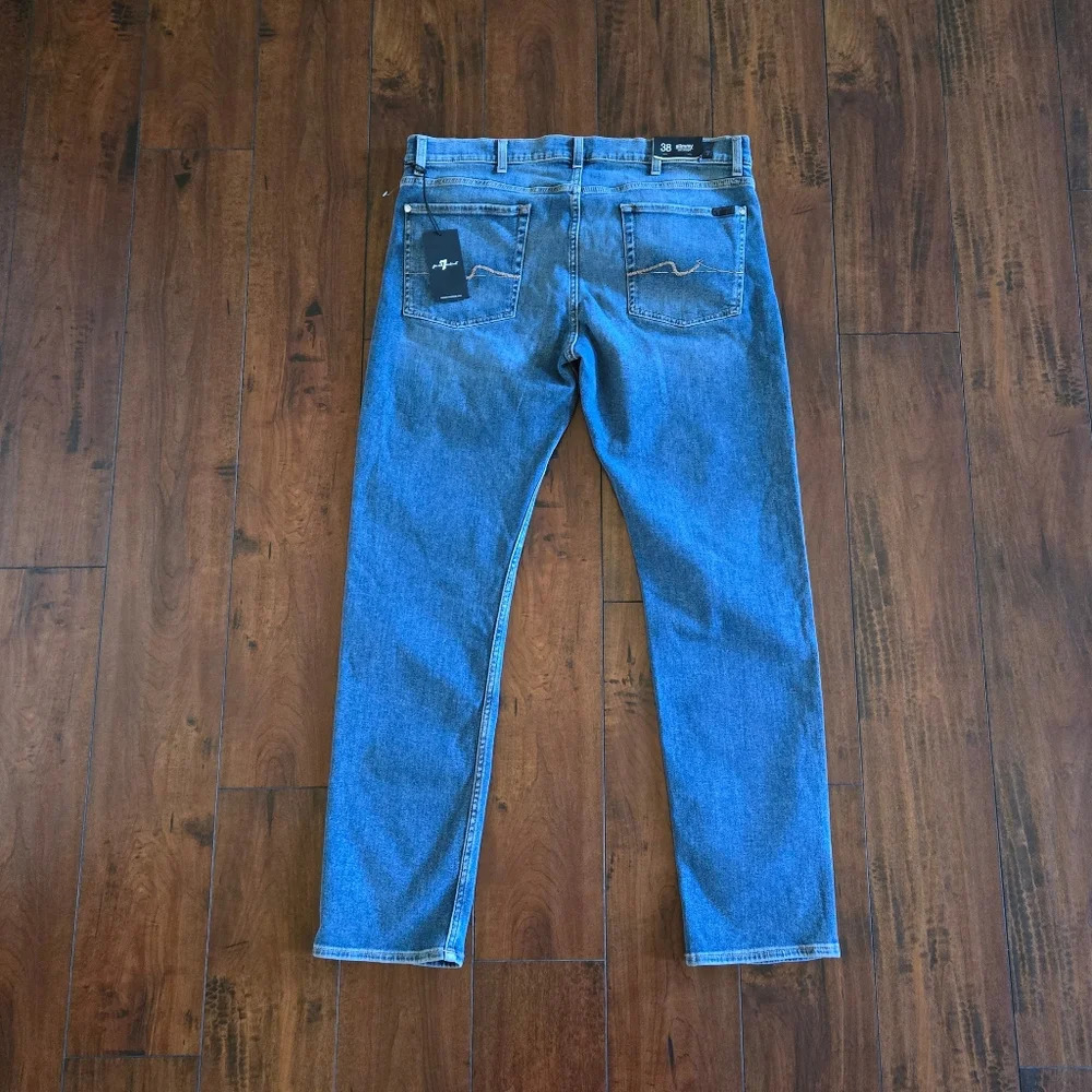 7 For All Mankind Men's Jeans Slimmy Slim Straight Leg Stretch Blue Denim Sz 38 - Picture 4 of 12